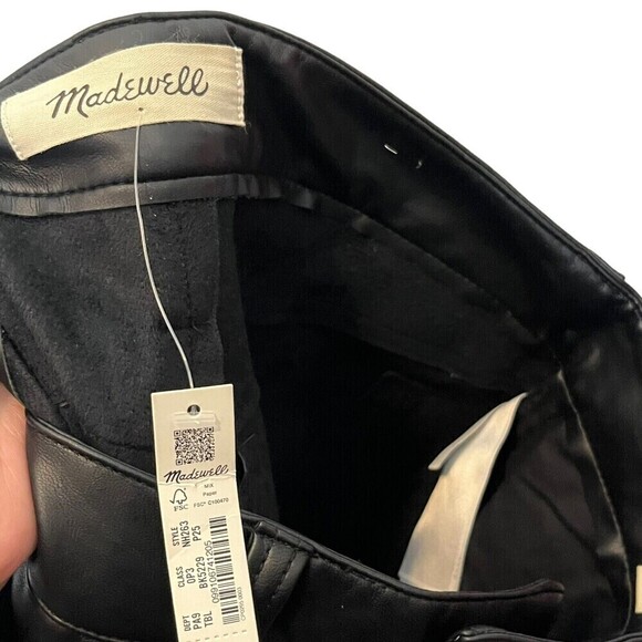 Madewell NWT Petite Perfect Vintage Jean Faux Leather Black Size 25P Straight - Picture 9 of 14